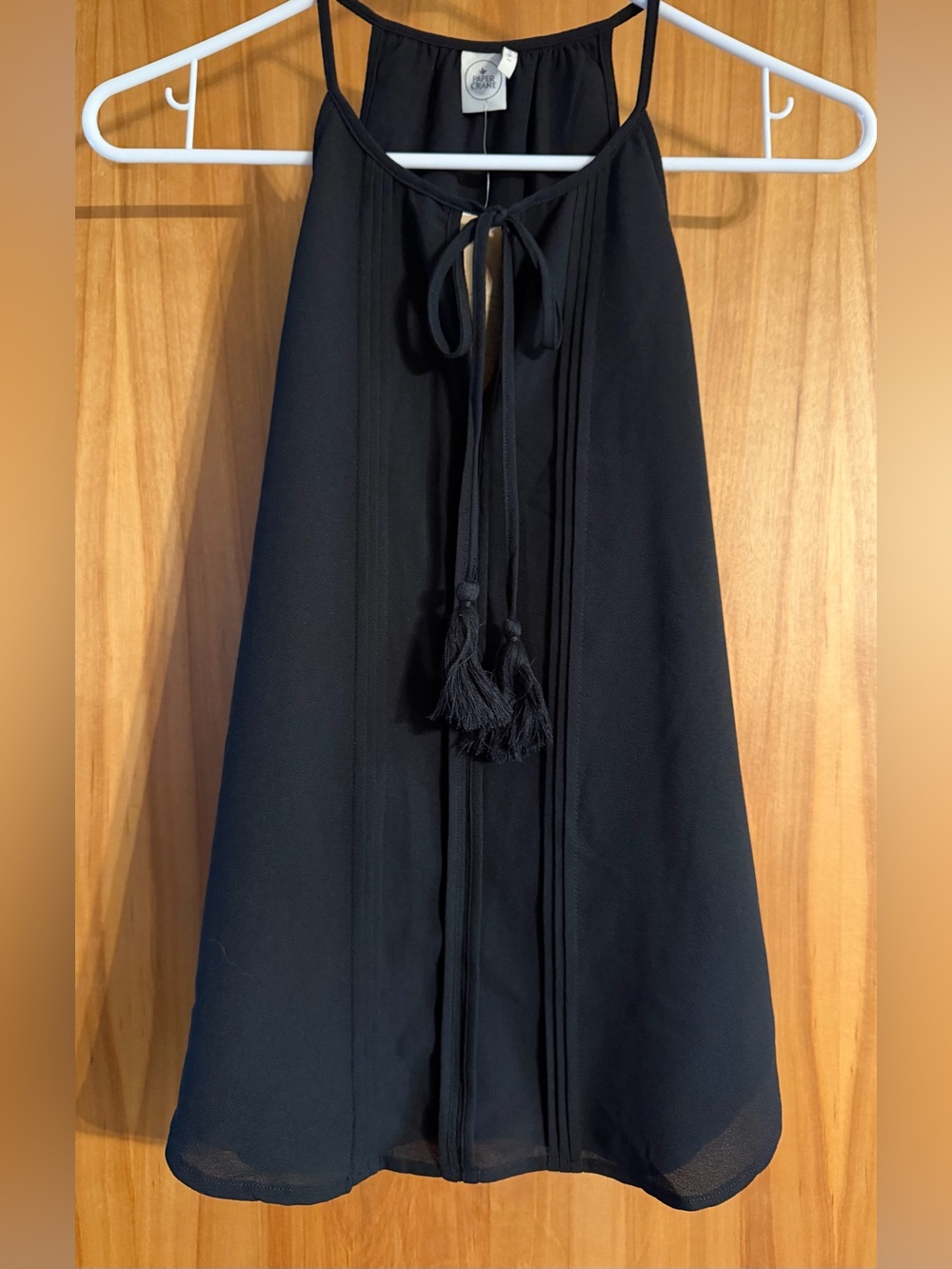 Paper Crane Black A-Line Tassel Halter Skirt